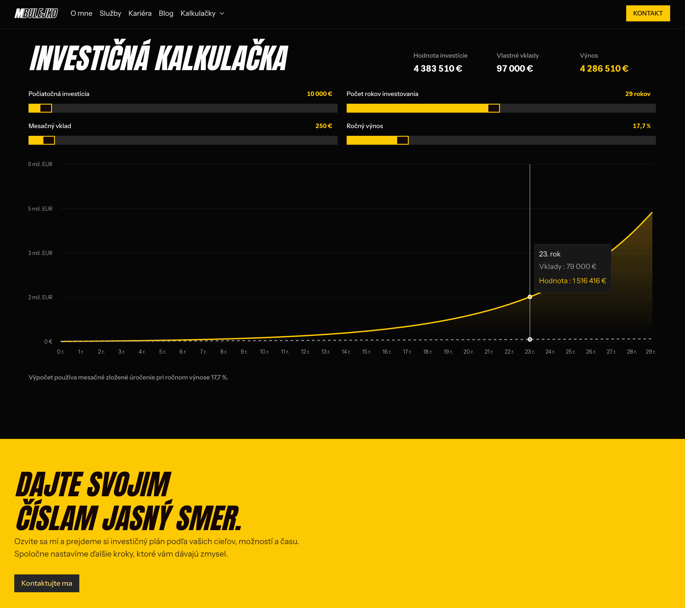Investičná kalkulačka Martina Bulejka